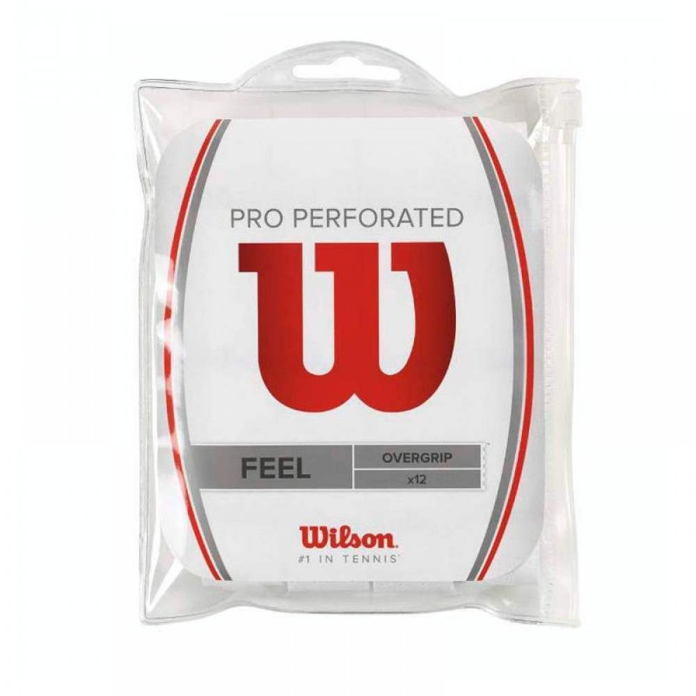 Blister Wilson 12 Overgrips Pro Perforated Feel Blanco - Barata Oferta Outlet