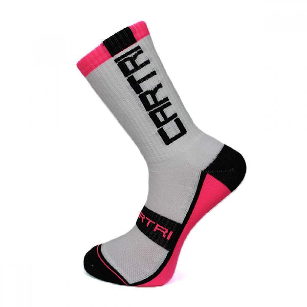 Calcetines Cartri Slash High Blanco Fucsia 1 Par - Barata Oferta Outlet