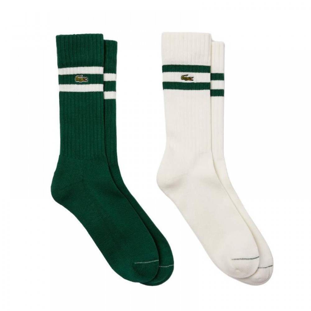 Lacoste Meias de Corte Alto Branco Verde