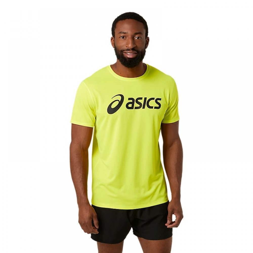 T-Shirt Asics Core Fluorescente Amarela Performance preto