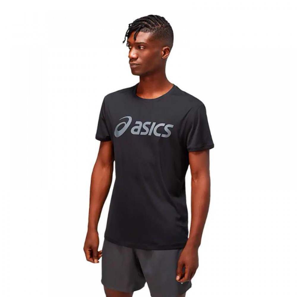 Camiseta Asics Core SS Performance Logo Grande Negro Gris - Barata Oferta Outlet