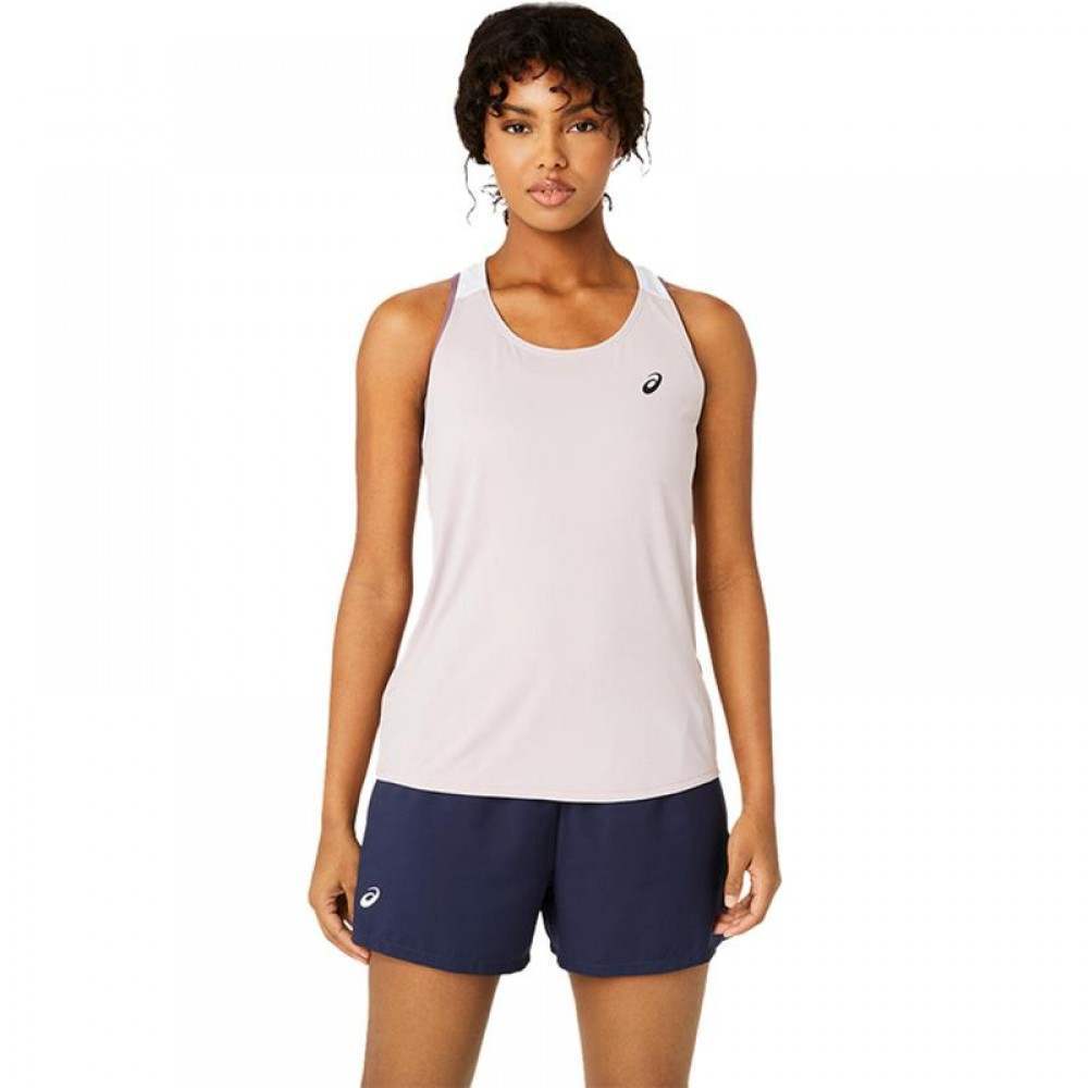 Camiseta Feminina Asics Court Rosa Branco Brilhante