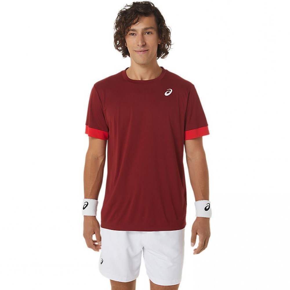 Camiseta Asics Court SS Top Burdeos Rojo