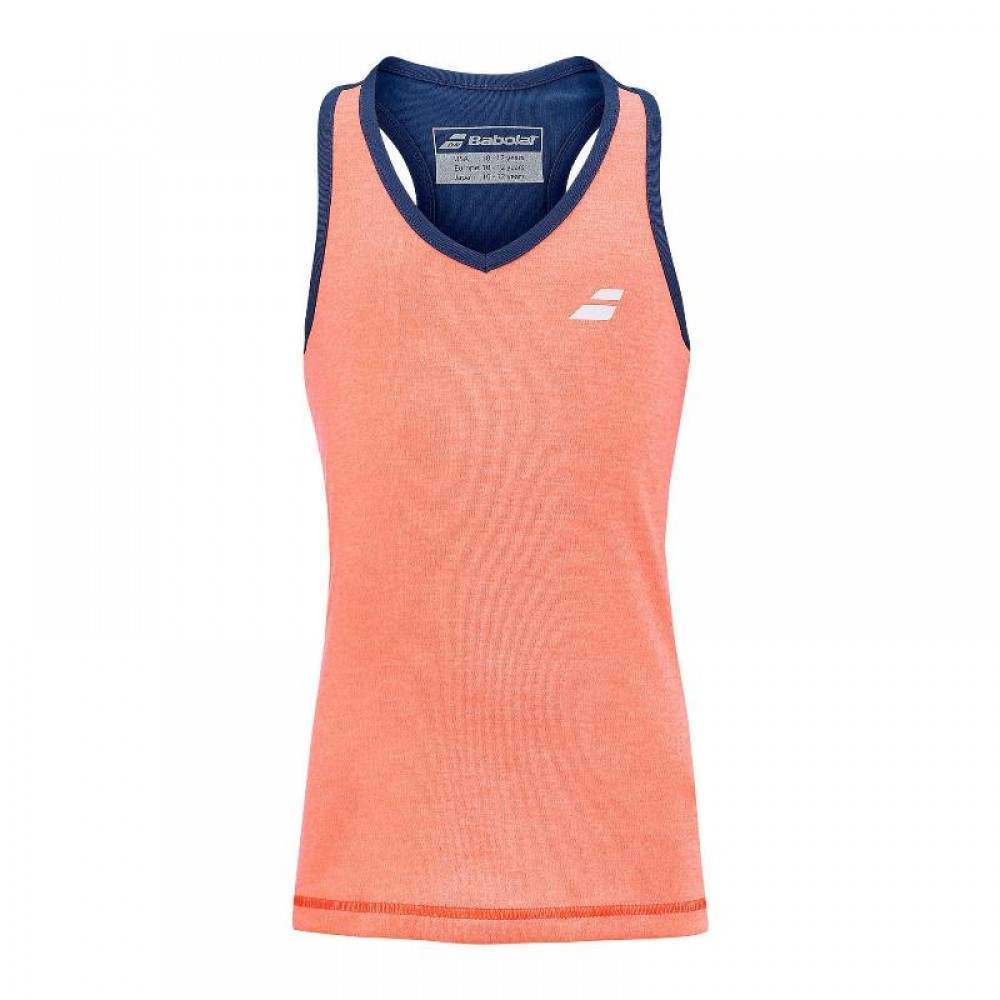 Camiseta Babolat Play Naranja Azul Oscuro Mujer - Barata Oferta Outlet