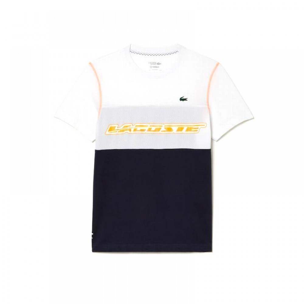 Camiseta Lacoste Sport Medvedev Blanco Azul Naranja - Barata Oferta Outlet