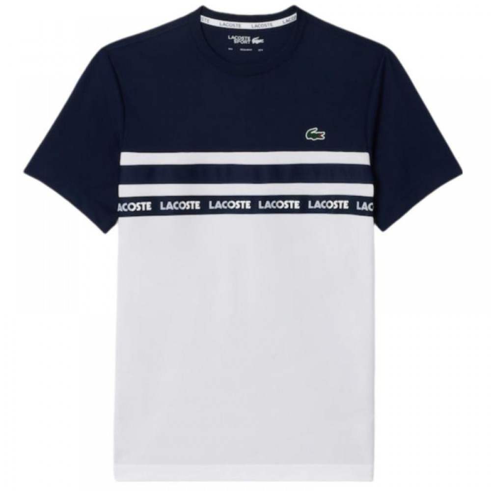 Lacoste Ultra Dry White Navy Blue T-Shirt