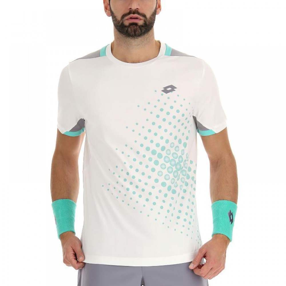 T-shirt Lotto Top IV Branco Brilhante Cinza Verde Turquesa