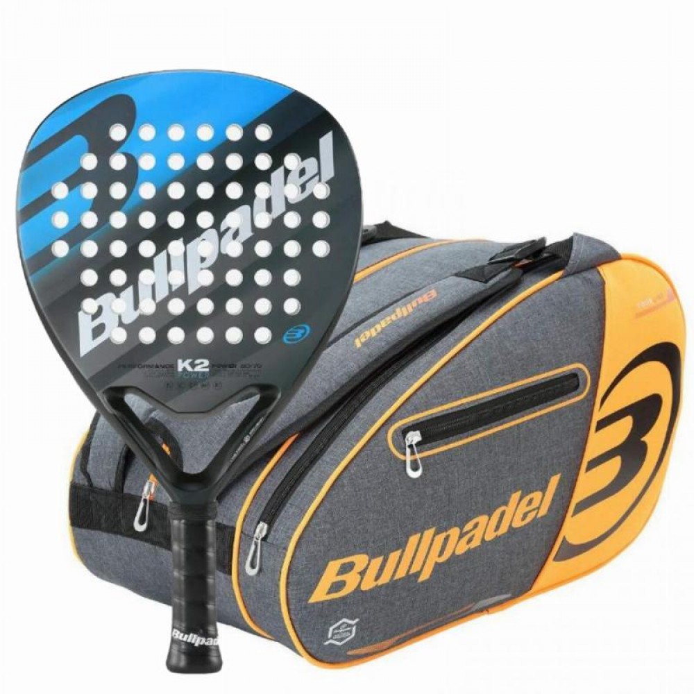 Pack Bullpadel K2 Power 2023 Schlager und Bullpadel Orange Padel Tasche