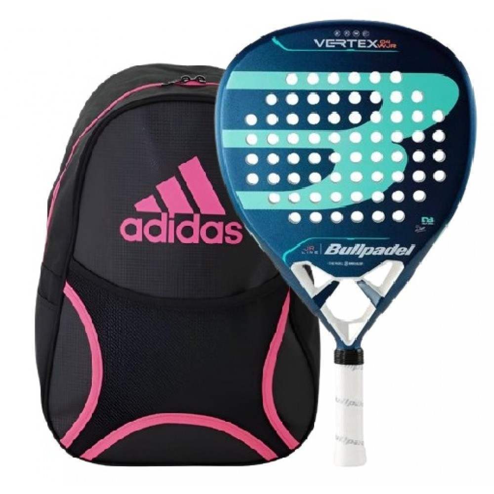 Pala Bullpadel Delfi Brea Vertex Woman Junior 2024 y Mochila Adidas Fucsia