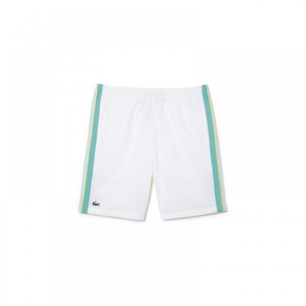 Short Lacoste Poliester Reciclado Blanco Verde - Barata Oferta Outlet