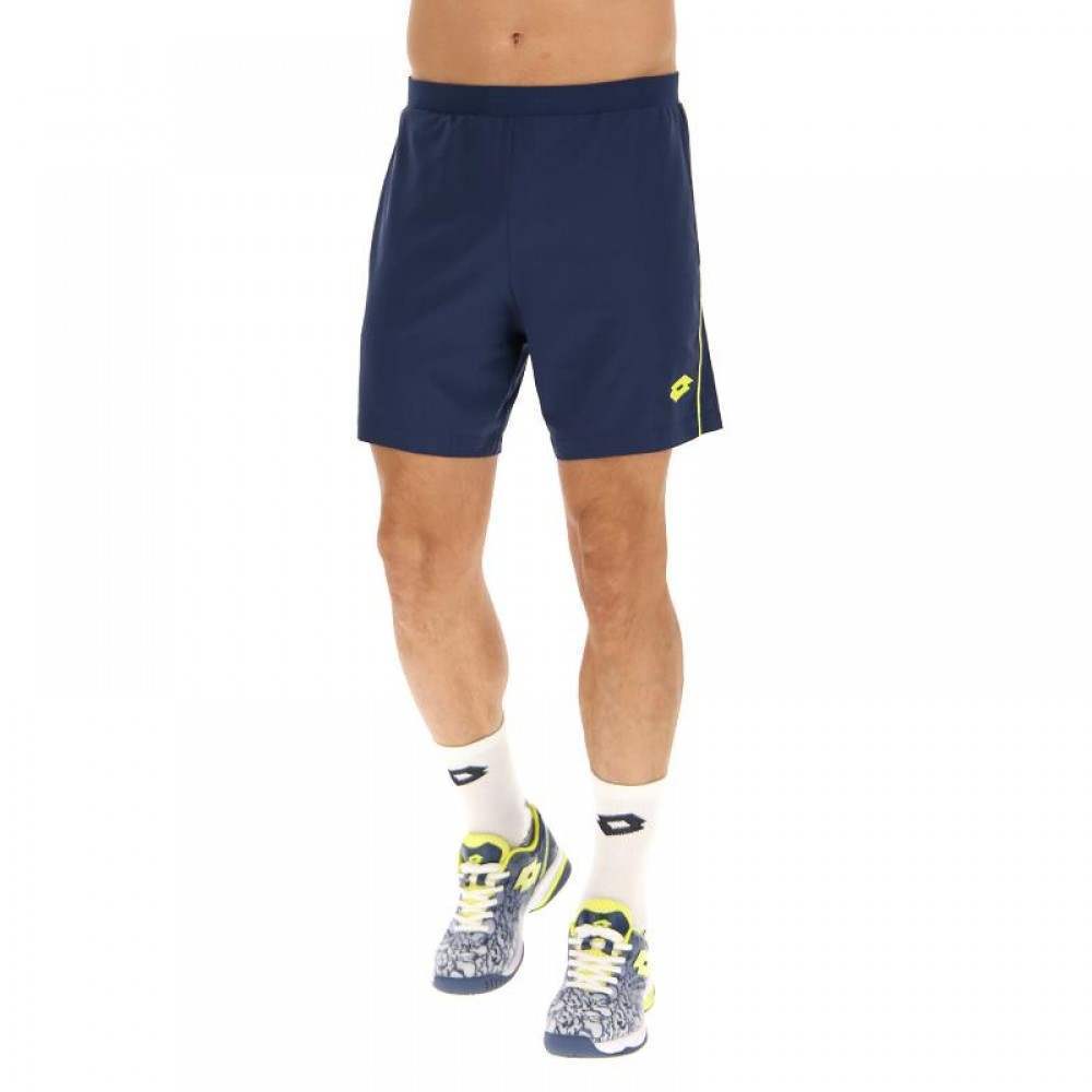 Short Lotto Superrapida V Azul Denim Amarillo Fluor - Barata Oferta Outlet