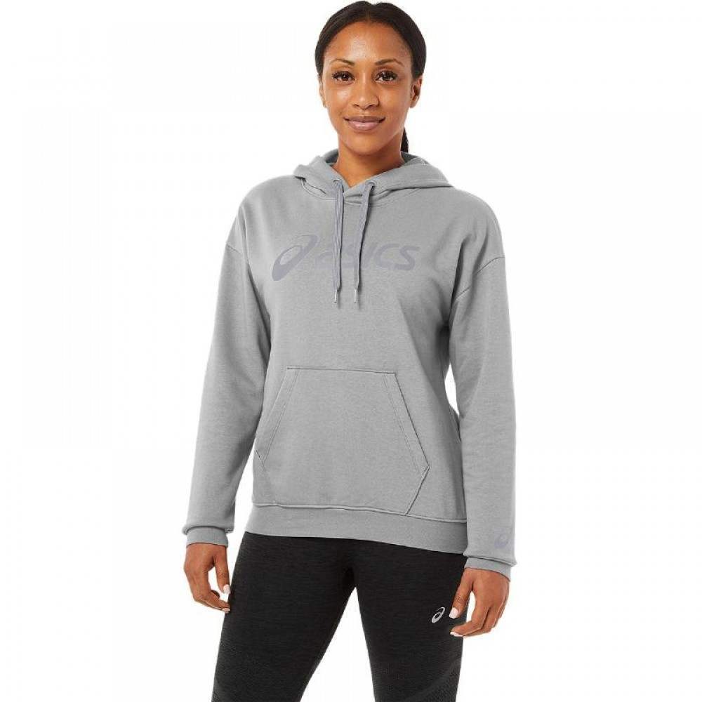 Sudadera Asics Logo Grande Gris Mujer - Barata Oferta Outlet