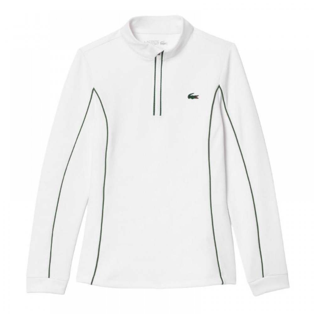 Moletom Lacoste Ultra Dry Branco Verde Feminino