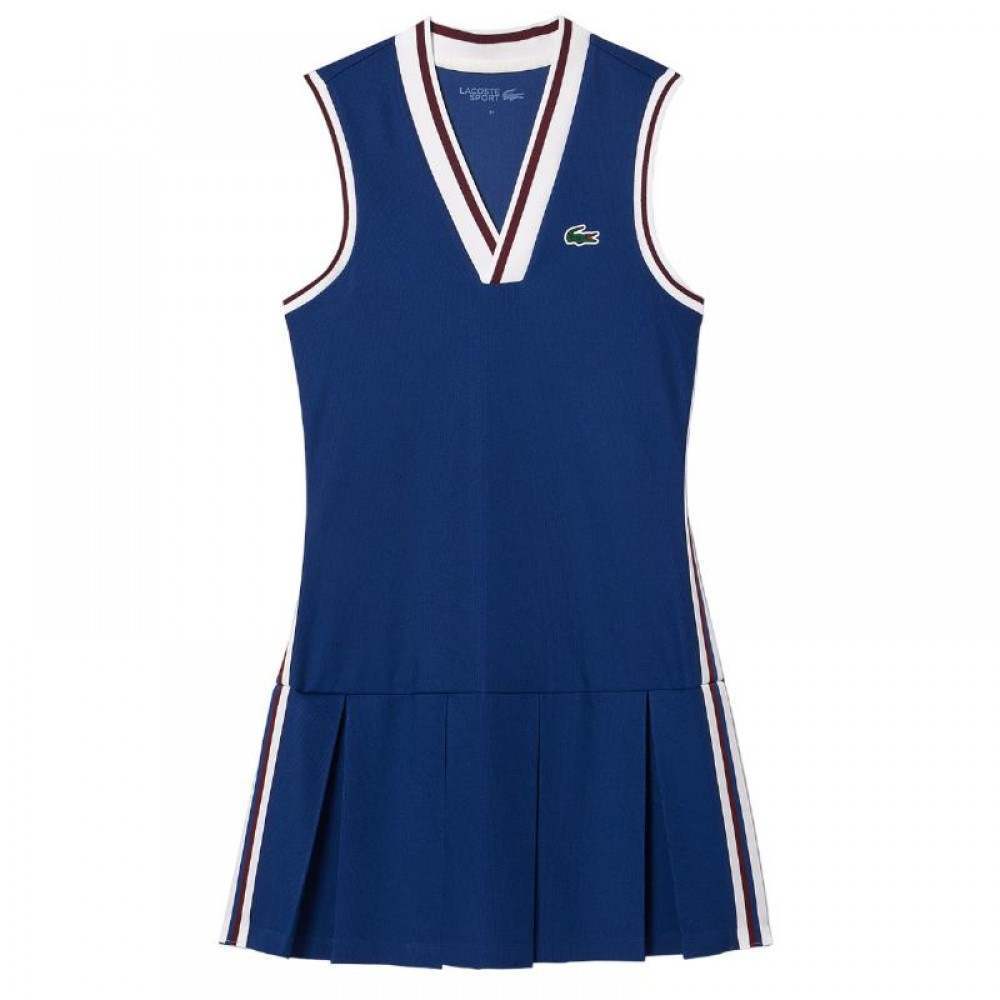 Vestido Lacoste Sport Pique Azul Marinho Borgonha