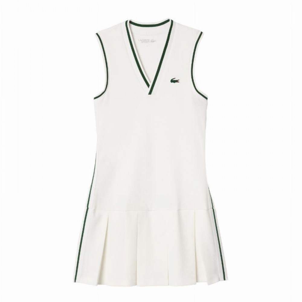 Vestido Lacoste Sport Pique Branco Verde