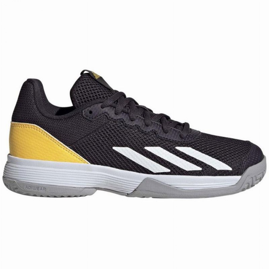 Baskets Adidas Courtflash Noir Blanc Orange Junior