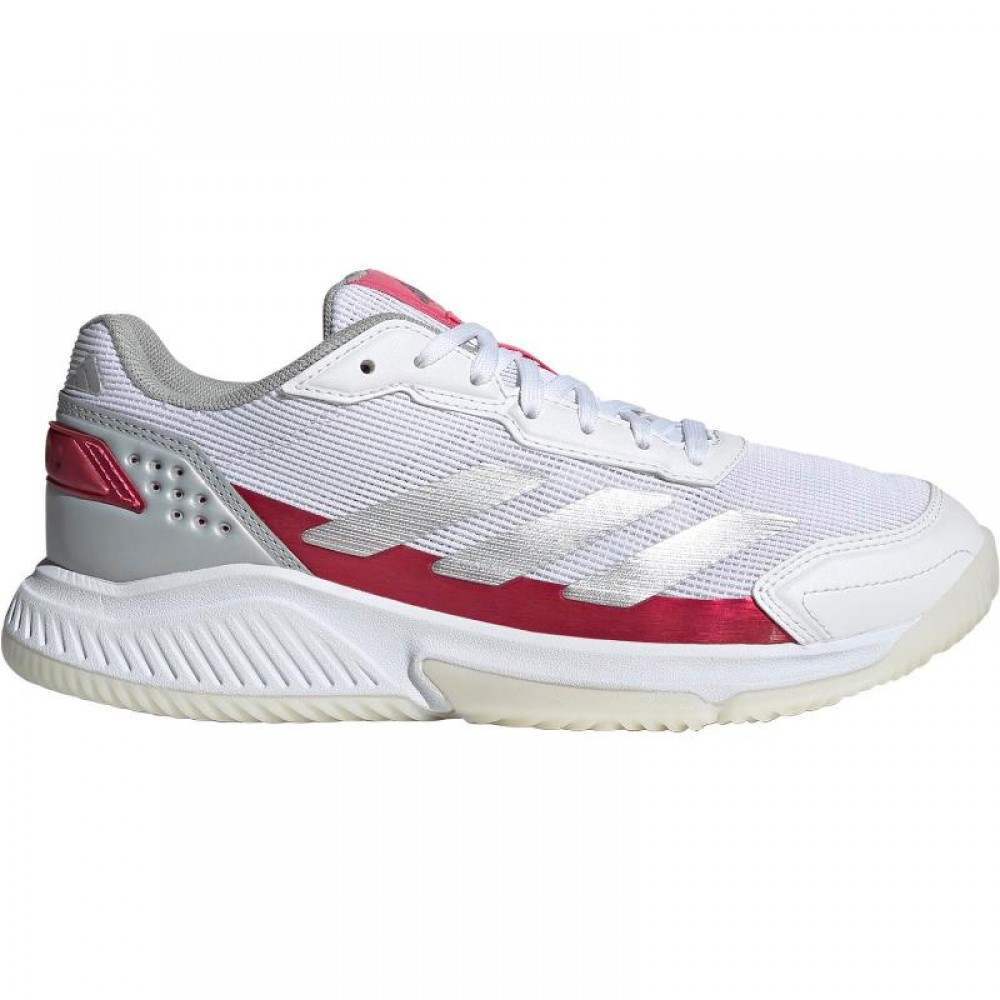 Tenis Adidas Courtquick Padel Branco Prata Rosa Feminino