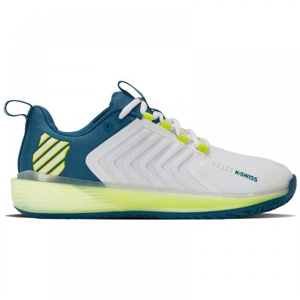 Zapatillas Kswiss Ultrashot 3 Blanco Azul Amarillo Fluor - Barata Oferta Outlet