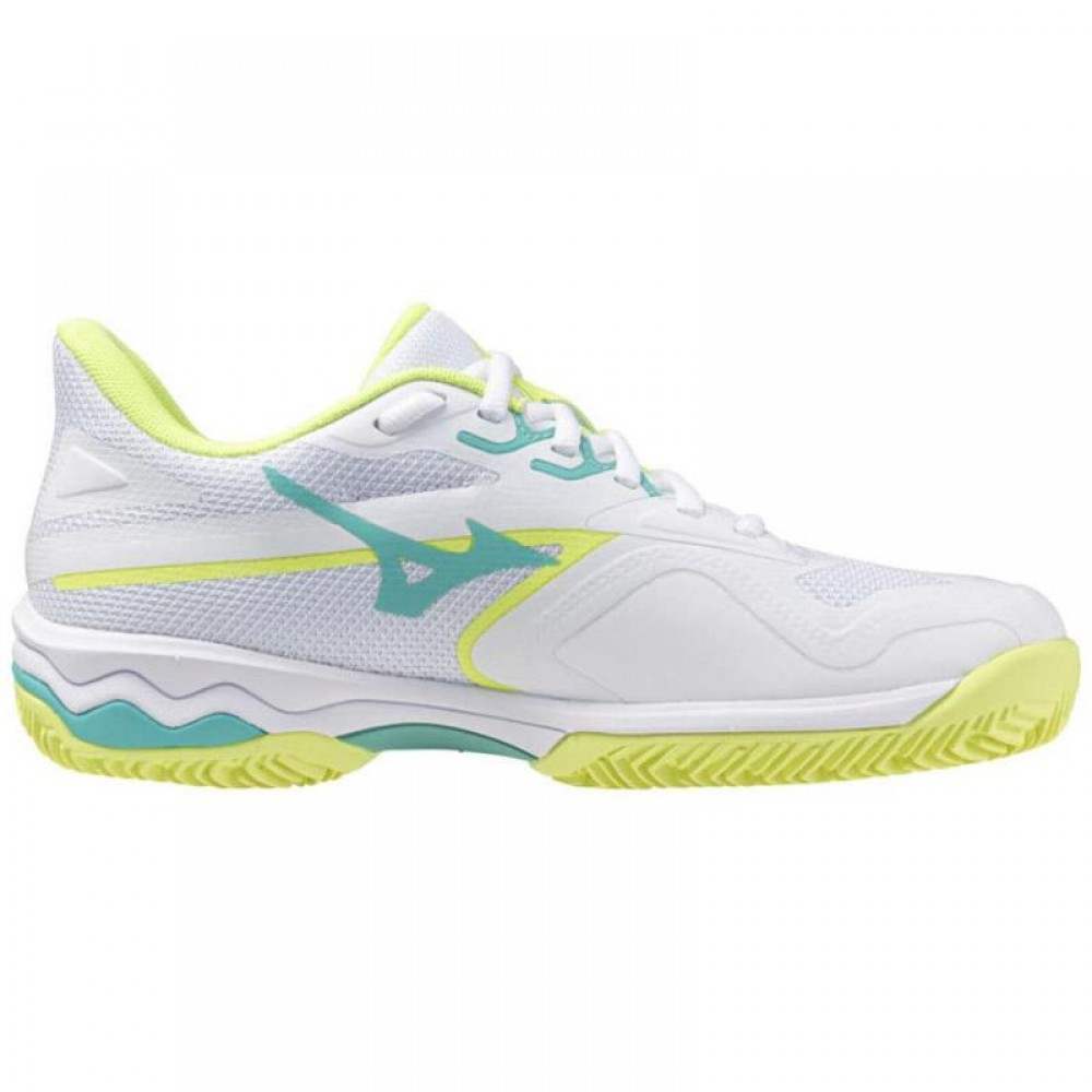 Tenis Mizuno Wave Exceed Light 2 Clay Branco Preto Lima para Mulheres